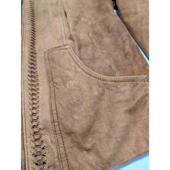 Lucky Brand Lucky Legend Womens Brown Suede Leather Jacket Size Medium Laced - Picture 2 of 16
